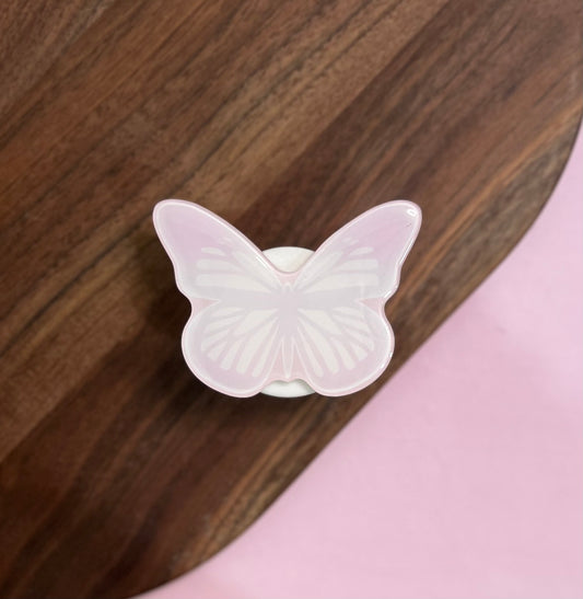 White butterfly phone grip