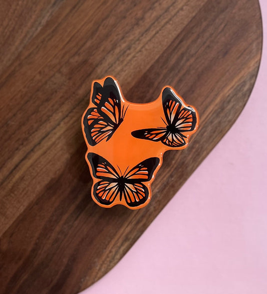 Orange butterfly phone grip