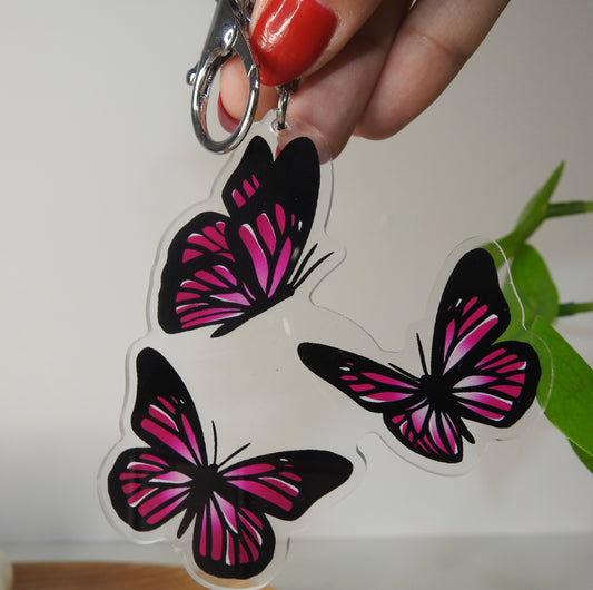 Pink butterfly keychain